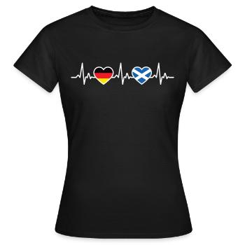 Schottland Deutschland Herzschlag Flagge Schotte - Frauen T-Shirt - Schwarz - Vorne - AI Model Female 172 dark (172cm)