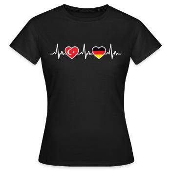 Tuerkei Deutschland Herzschlag Tuerkisch Deutsch - Frauen T-Shirt - Schwarz - Vorne - AI Model Female 172 dark (172cm)