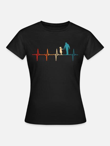 Vader en dochter hartslag opa en kleindochter - Vrouwen T-shirt - zwart