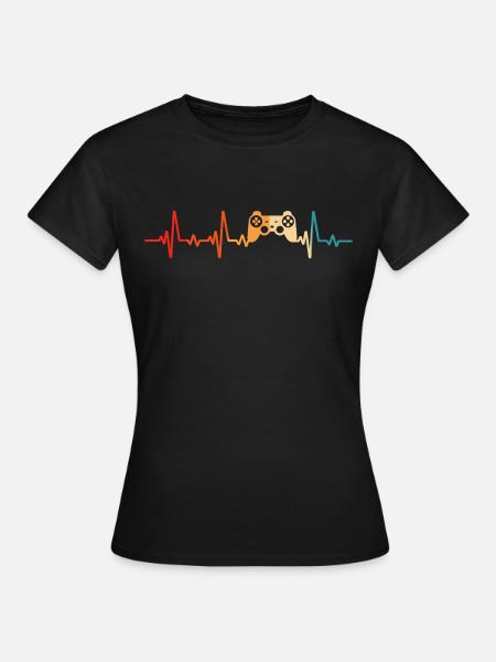 konsole herzschlag zocker gamer - Frauen T-Shirt - Schwarz