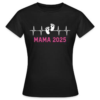 Mom 2025 Heartbeat Expectant Mom - Women's T-Shirt - black - Front - AI Model Female 172 dark (172cm)