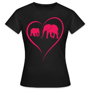 Eléphants Pachydermes Proboscis Afrique Trompette Éléphant - T-shirt Femme - noir - Devant - AI Model Female 172 dark (172cm)