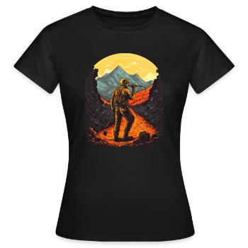 Retro Minenarbeiter mit Werkzeugen - Frauen T-Shirt - Schwarz - Vorne - AI Model Female 172 dark (172cm)