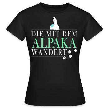 Die mit dem Alpaka wandert - Frauen T-Shirt - Schwarz - Vorne - AI Model Female 172 dark (172cm)