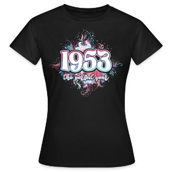 Fête Anniversaire Femme 1953 70 Ans Anniversaire - T-shirt Femme - noir - Devant - AI Model Female 172 dark (172cm)
