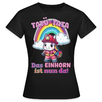 Einhorn Feuerwehr - Frauen T-Shirt - Schwarz - Vorne - AI Model Female 172 dark (172cm)