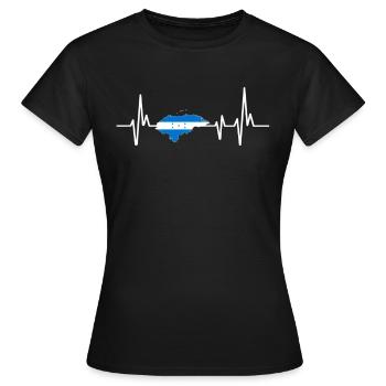 Herzschlag-Design Honduras Flagge Honduras - Frauen T-Shirt - Schwarz - Vorne - AI Model Female 172 dark (172cm)