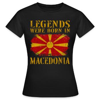 Vintage Design Macedonian Flag Macedonia - Frauen T-Shirt - Schwarz - Vorne - AI Model Female 172 dark (172cm)