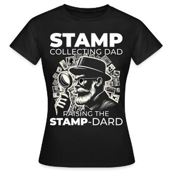 Collectionneur de timbres-poste vintage papa philatéliste - T-shirt Femme - noir - Devant - AI Model Female 172 dark (172cm)
