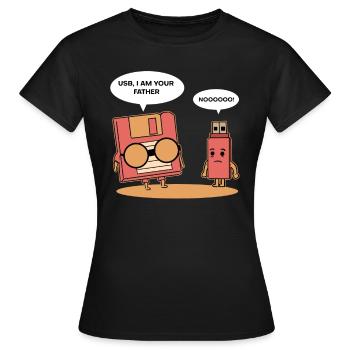 Funny USB diskette cassette 80s - Women's T-Shirt - black - Front - AI Model Female 172 dark (172cm)