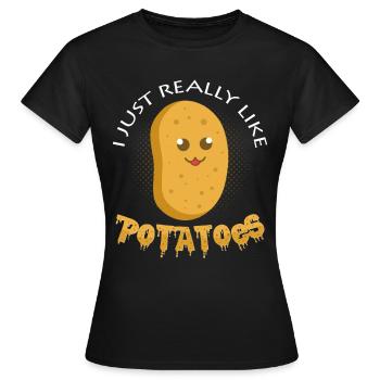 pommes de terre - T-shirt Femme - noir - Devant - AI Model Female 172 dark (172cm)