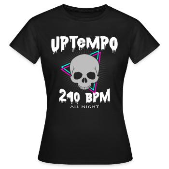 Uptempo 240 BPM Skull Hardstyle Hakken Gabber - Women's T-Shirt - black - Front - AI Model Female 172 dark (172cm)