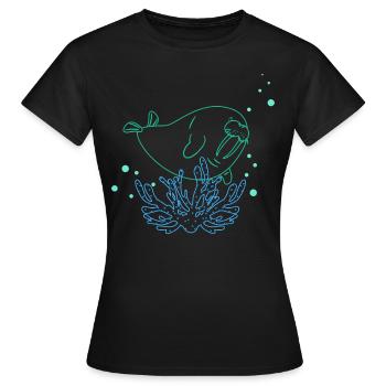 Morse nageant sous l'eau - T-shirt Femme - noir - Devant - AI Model Female 172 dark (172cm)