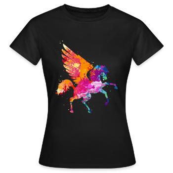 Pégasus cheval volant créatures fabuleuses que l’art - T-shirt Femme - noir - Devant - AI Model Female 172 dark (172cm)