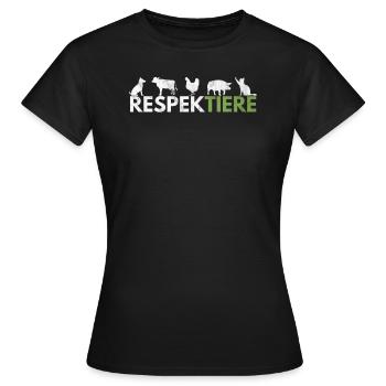 RespekTIERE - Veganer & Tierliebhaber - Frauen T-Shirt - Schwarz - Vorne - AI Model Female 172 dark (172cm)