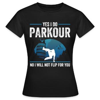 Parkour Design pour Freerunner | Freerunning - T-shirt Femme - noir - Devant - AI Model Female 172 dark (172cm)