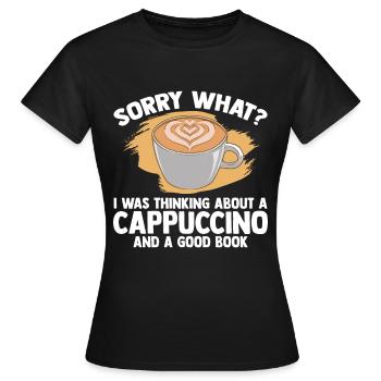 Cappuccino et un bon livre - T-shirt Femme - noir - Devant - AI Model Female 172 dark (172cm)
