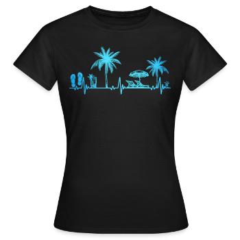 Heartbeat Palm Tree Glass Flipp Flop Summer Lover - T-shirt Femme - noir - Devant - AI Model Female 172 dark (172cm)