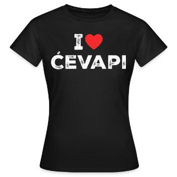 I Love Cevapi - I Heart Cevapi - Balkan Food - T-shirt Femme - noir - Devant - AI Model Female 172 dark (172cm)