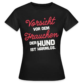 Vorsicht vor dem Frauchen - Frauen T-Shirt - Schwarz - Vorne - AI Model Female 172 dark (172cm)