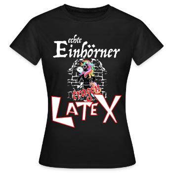 Einhörner Latex - Frauen T-Shirt - Schwarz - Vorne - AI Model Female 172 dark (172cm)