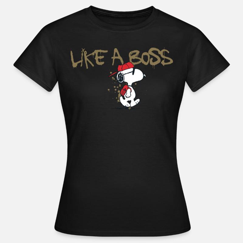 Peanuts Snoopy come un boss Cool Saying - Maglietta da donna - nero