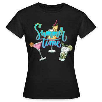 Heure d’été - Cocktails - T-shirt Femme - noir - Devant - AI Model Female 172 dark (172cm)