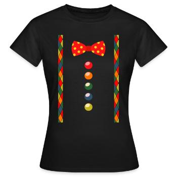 Kostüm Hosenträger Clown Fasching Karneval - Frauen T-Shirt - Schwarz - Vorne - AI Model Female 172 dark (172cm)
