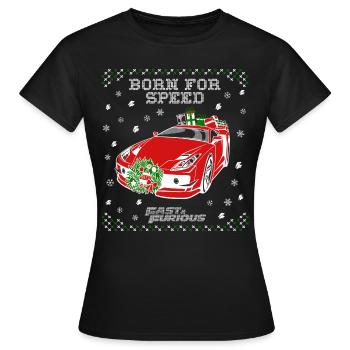 Fast and Furious Dom Born For Speed Ugly Christmas - T-shirt Femme - noir - Devant - AI Model Female 172 dark (172cm)
