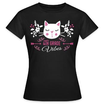 4th grade | Grade Vibes Back to School Cute Cat - T-shirt Femme - noir - Devant - AI Model Female 172 dark (172cm)