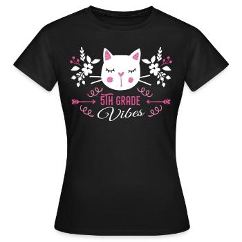 5th grade | Grade Vibes Back to School Cute Cat - T-shirt Femme - noir - Devant - AI Model Female 172 dark (172cm)