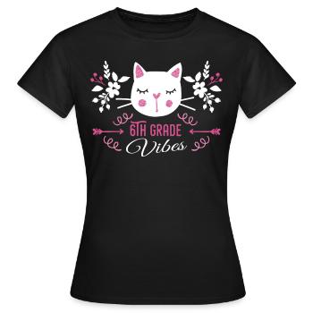6th grade | Grade Vibes Back to School Cute Cat - T-shirt Femme - noir - Devant - AI Model Female 172 dark (172cm)