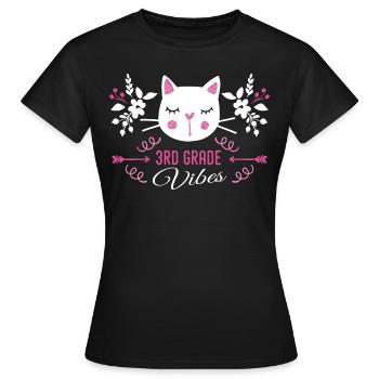 3rd grade | Grade Vibes Back to School Cute Cat - T-shirt Femme - noir - Devant - AI Model Female 172 dark (172cm)