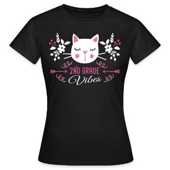 2nd grade | Grade Vibes Back to School Cute Cat - T-shirt Femme - noir - Devant - AI Model Female 172 dark (172cm)