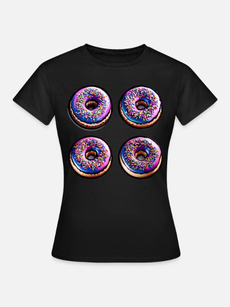 Vier Donuts - Frauen T-Shirt - Schwarz