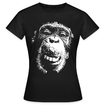 Affe Affengesicht Schimpanse Menschenaffe - Frauen T-Shirt - Schwarz - Vorne - AI Model Female 172 dark (172cm)