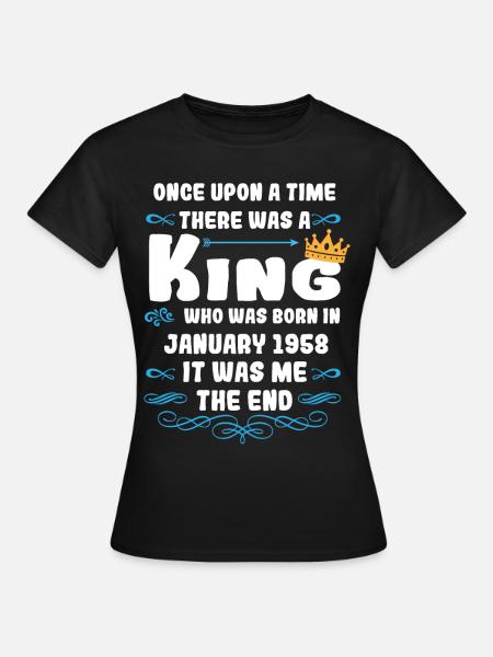 Es war einmal ein König. Januar 1958 Geburtstag - Dame-T-shirt - sort