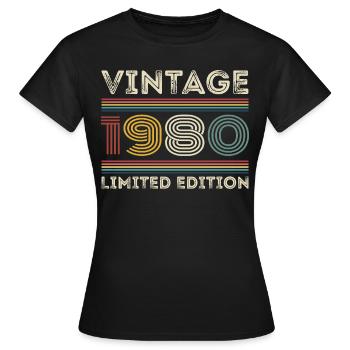 1980 Anniversaire 1980 Retro 1980 Cadeau 1980 - T-shirt Femme - noir - Devant - AI Model Female 172 dark (172cm)