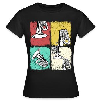 Tuba T-Shirt Sousaphone Brass band Music Big Band - Women's T-Shirt - black - Front - AI Model Female 172 dark (172cm)