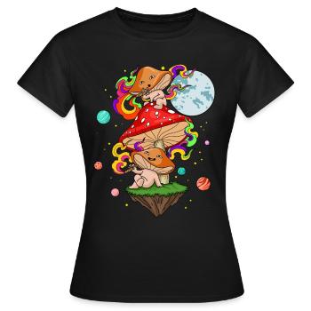 Chemise Champignon Magique Champignons Champignons Hallucinogènes - T-shirt Femme - noir - Devant - AI Model Female 172 dark (172cm)
