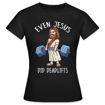 Bodybuilding Shirt Gym Deadlift Jesus Deadlift - T-shirt Femme - noir - Devant - AI Model Female 172 dark (172cm)