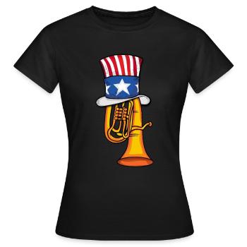 Tuba Music USA 4th Of July Amerika Big Band Tuba - Women's T-Shirt - black - Front - AI Model Female 172 dark (172cm)