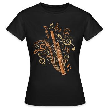 oboe, player, musical instrument, big band, bassoon - Women's T-Shirt - black - Front - AI Model Female 172 dark (172cm)