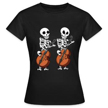 Kontrabass Skelette Orchester Big Band Kontrabass - Frauen T-Shirt - Schwarz - Vorne - AI Model Female 172 dark (172cm)