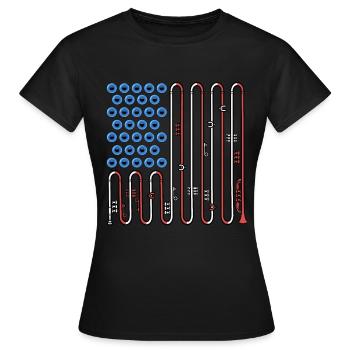 Trumpete USA Flag Music Big Band 4th Of July - Women's T-Shirt - black - Front - AI Model Female 172 dark (172cm)