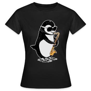 Bassklarinette Pinguin Big Band Kinder Orchester - Frauen T-Shirt - Schwarz - Vorne - AI Model Female 172 dark (172cm)