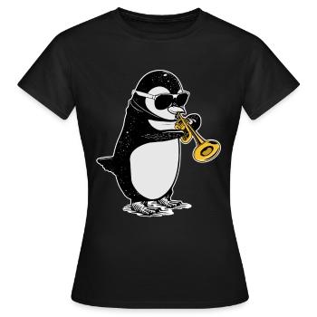 Pinguin Trompete Geschenk Kinder Big Band Musik - Frauen T-Shirt - Schwarz - Vorne - AI Model Female 172 dark (172cm)