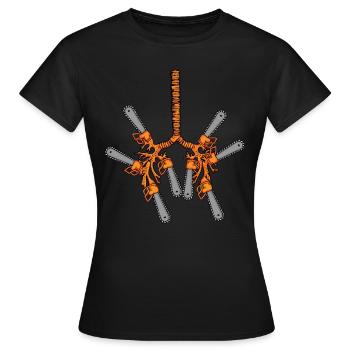 Motorsäge Förster Geschenk Männer Baumpfleger - Frauen T-Shirt - Schwarz - Vorne - AI Model Female 172 dark (172cm)