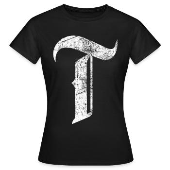 Tshirt alphabet initial T - T-shirt Femme - noir - Devant - AI Model Female 172 dark (172cm)