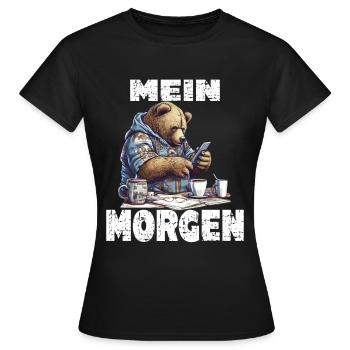 Mein Morgen Bär Zeitung Lesen - Frauen T-Shirt - Schwarz - Vorne - AI Model Female 172 dark (172cm)